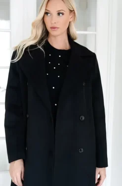 Mixed Brands - Double breasted long coat 2870 - Black
