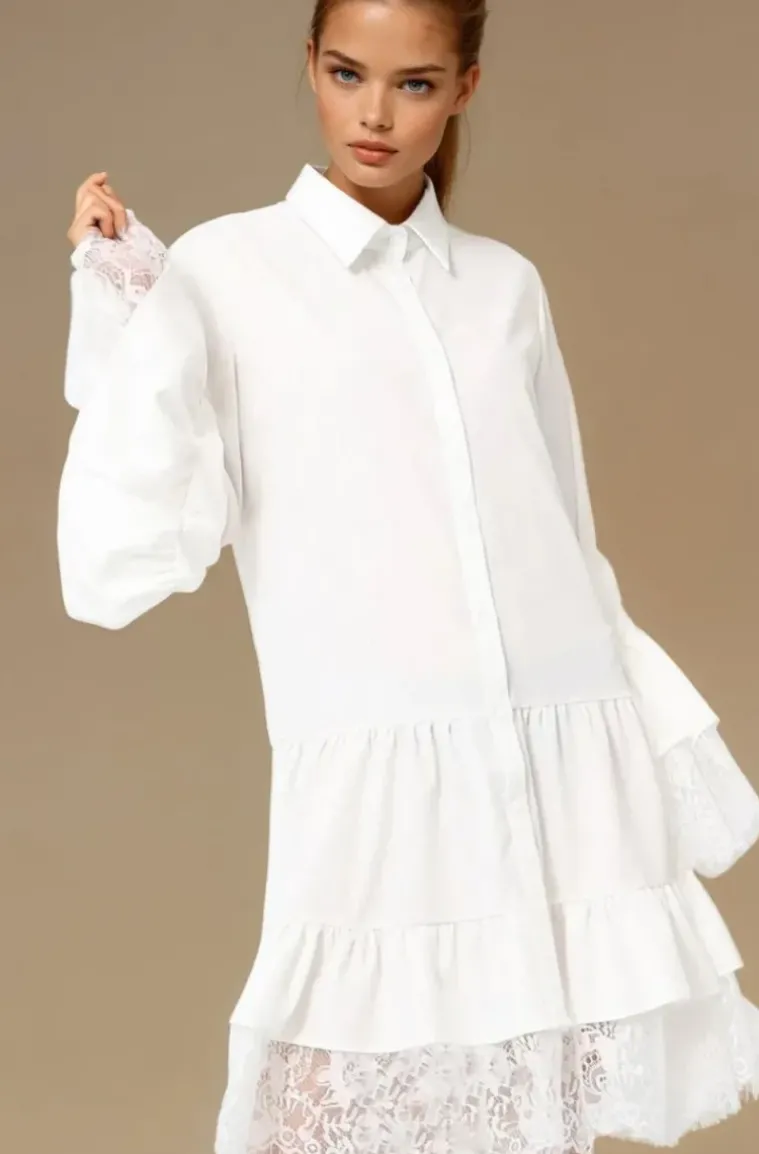 Mixed Brands - Dress with Lace 8505-3043 - White