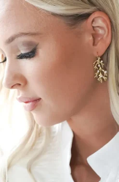 Mixed Brands - Earring Coral with Pearls BO174 - Gold