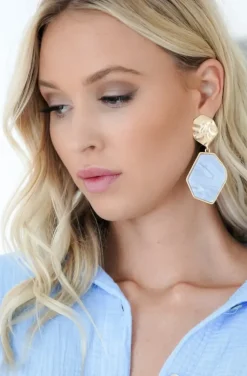 Mixed Brands - Earring with Stone 666-900 - Blue Gold