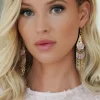 Mixed Brands - Earrings hanging stones and chains 666-760 - Pink