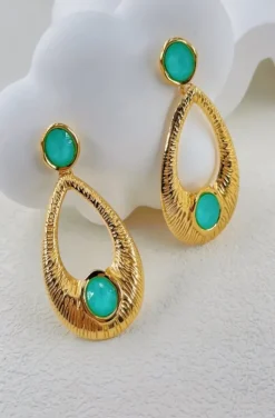 Mixed Brands - Earrings LLB051 - Gold Turquoise