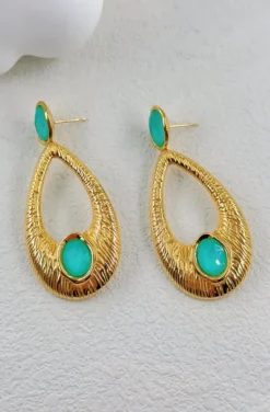 Mixed Brands - Earrings LLB051 - Gold Turquoise