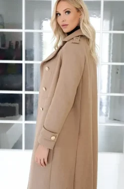 Mixed Brands - Elegant Double breasted long Coat - Camel