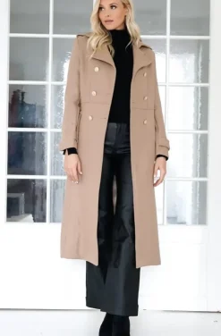 Mixed Brands - Elegant Double breasted long Coat - Camel