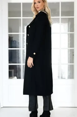 Mixed Brands - Elegant Double breasted long Coat - Black