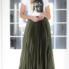 Mixed Brands - Elegant Maxi skirt pleated 24113 - Khaki