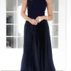 Mixed Brands - Elegant Maxi skirt pleated 24113 - Navy