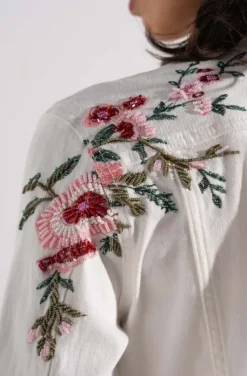 Mixed Brands - Embroidered Denim Jacket DC462 - White