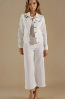 Mixed Brands - Embroidered Denim Jacket DC462 - White