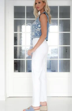 Mixed Brands - Embroidered jeans Vest SH003 - Blue