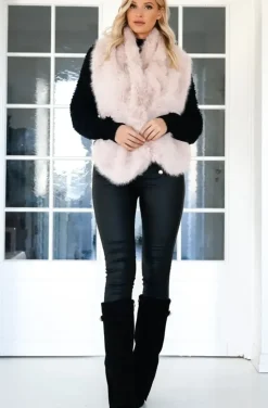 Mixed Brands - Fake Fur Scarf wide F40771/MZ10 - Rose