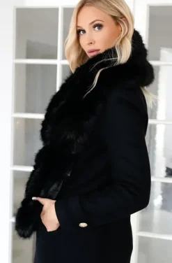 Mixed Brands - Fake Fur Scarf wide F40771/MZ10 - Black