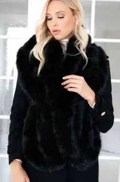 Mixed Brands - Fake Fur Scarf wide F40771/MZ10 - Black