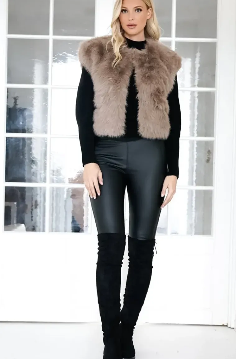 Mixed Brands - Fake fur vest Short F40918 - Taupe