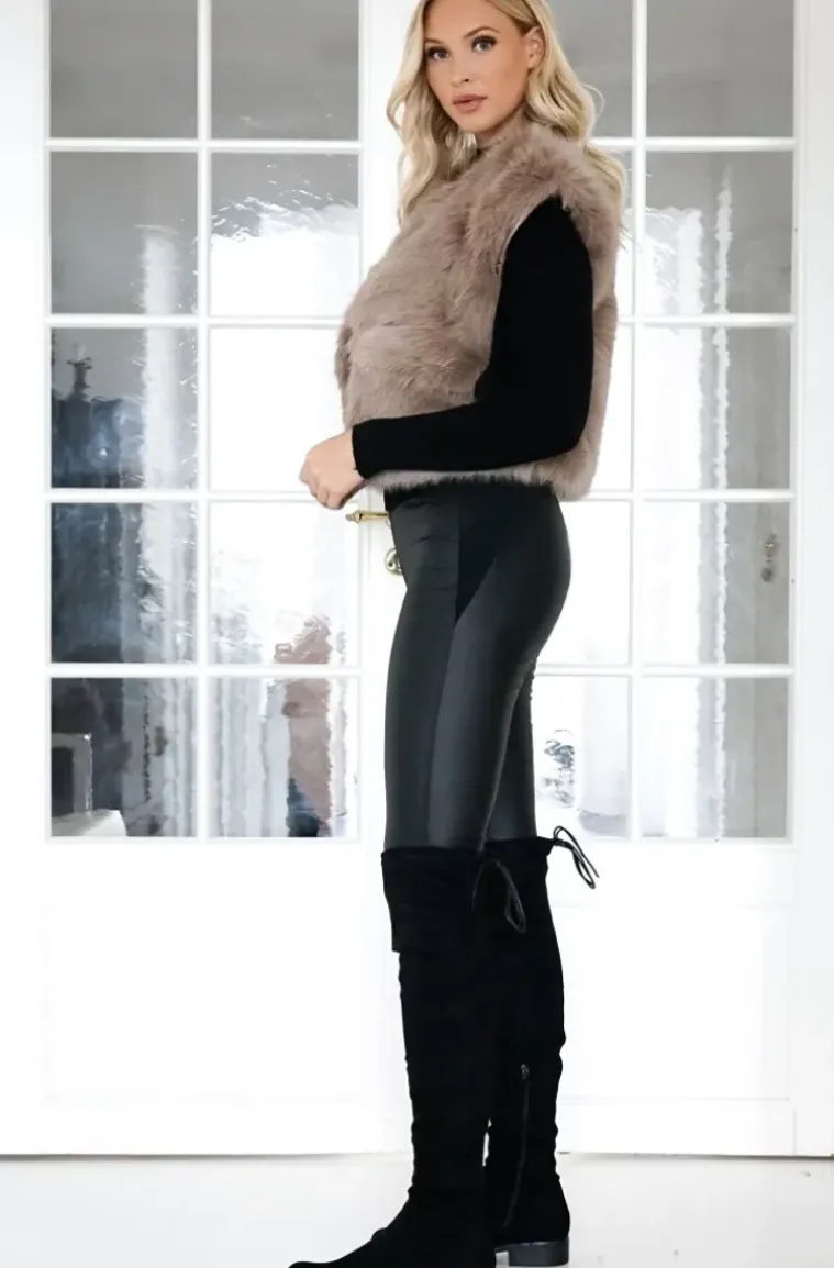 Mixed Brands - Fake fur vest Short F40918 - Taupe