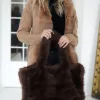Mixed Brands - Faux Fur Bag with Zipper - 0236 - Dark Brown