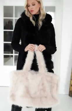Mixed Brands - Faux Fur Bag with Zipper - 0236 - Beige