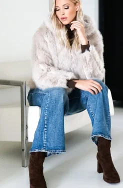 Mixed Brands - Faux Fur Jacket with hood M07 - Beige