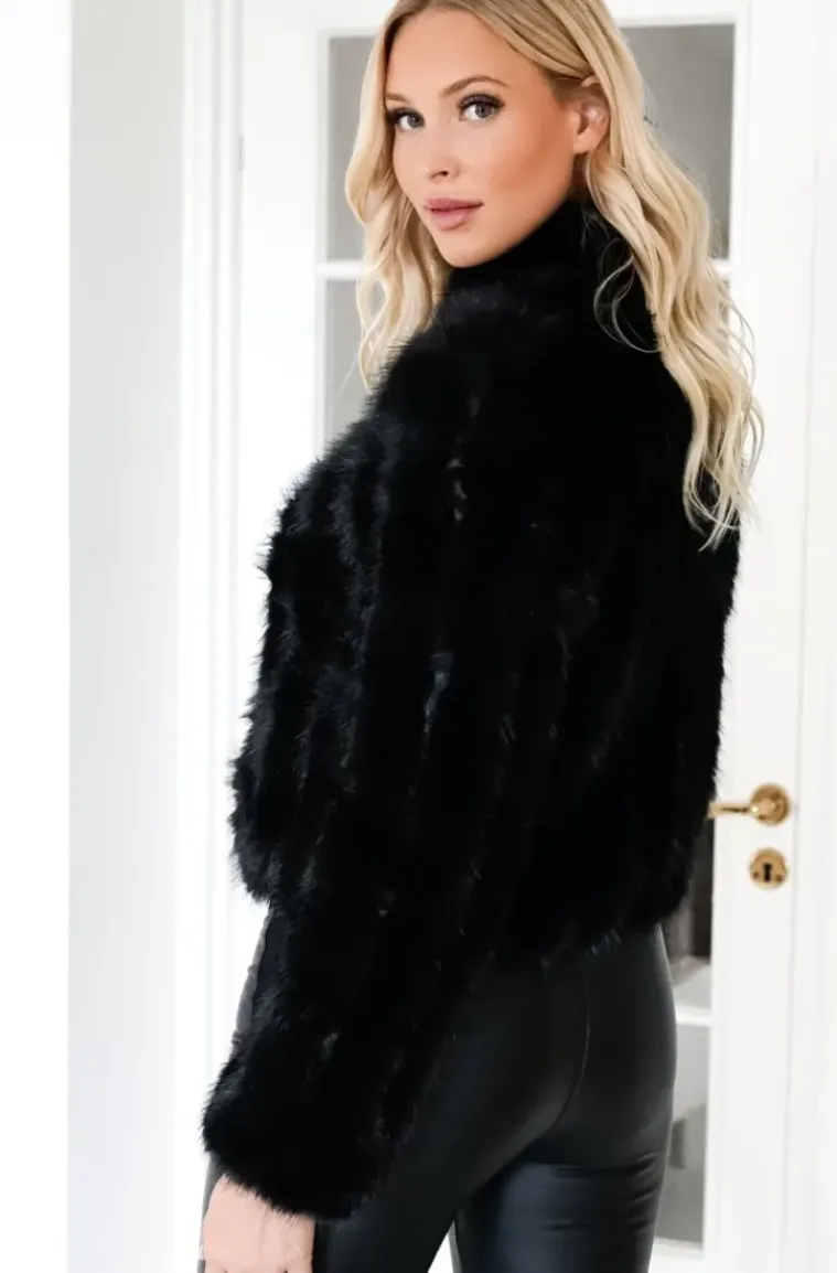 Mixed Brands - Faux fur short jacket 40818 - Black