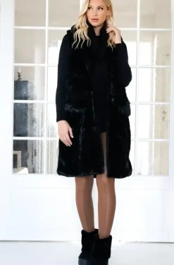 Mixed Brands - Faux Fur Vest with Pockets Long 40788 - Black