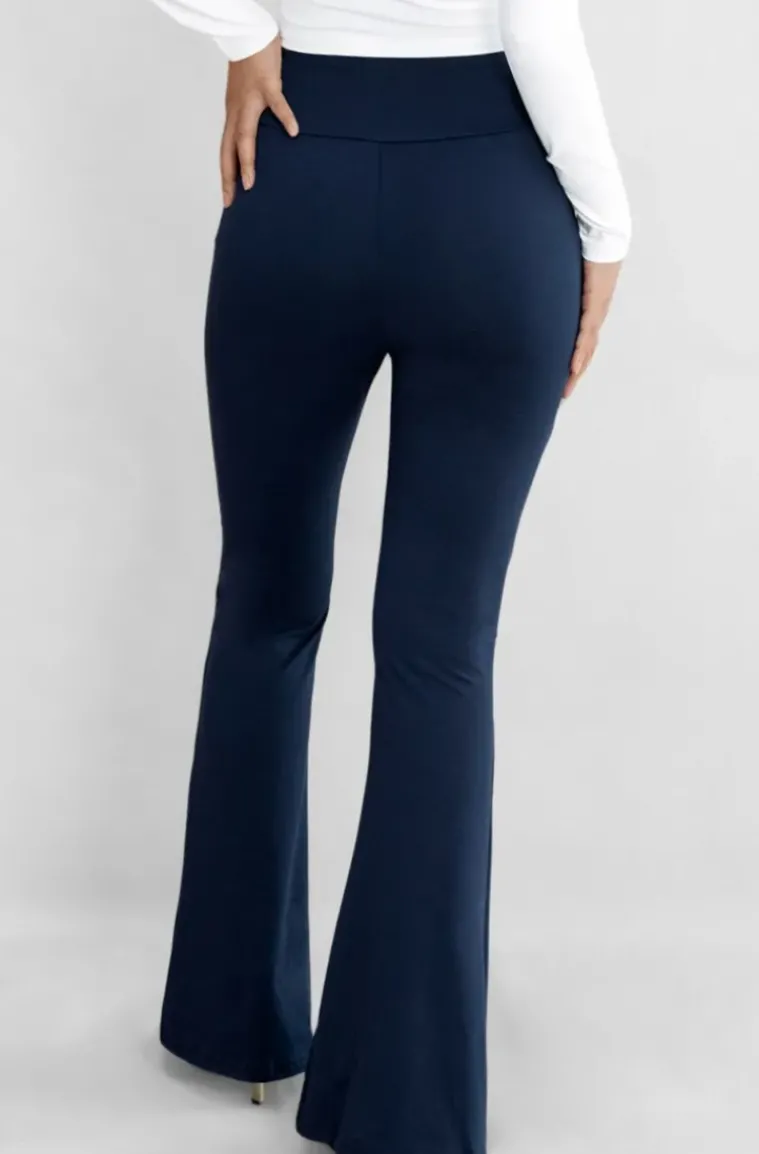 Mixed Brands - Flare pant with slit 7464 - Marine