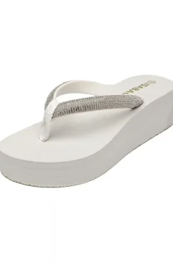 Mixed Brands - Flipflops platform 2508 stones - White