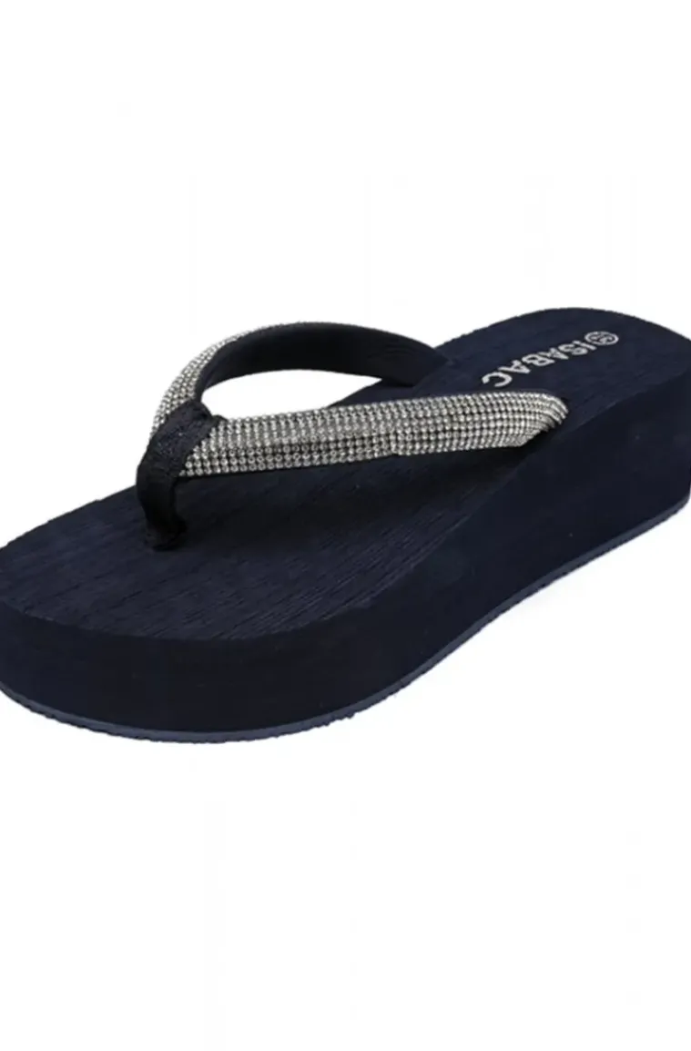 Mixed Brands - Flipflops platform 2508 stones - Navy