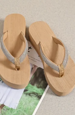 Mixed Brands - Flipflops platform 2508 stones - Khaki