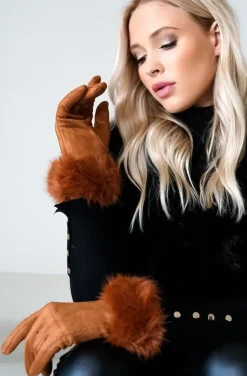 Mixed Brands - Glove with fake fur BX23 - Camel