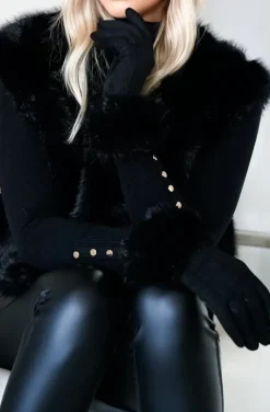 Mixed Brands - Glove with fake fur BX23 - Black