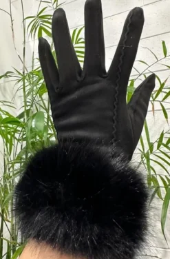 Mixed Brands - Glove with fake fur BX23 - Black