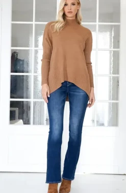 Mixed Brands - Halvpolo knitted sweater 6103 - Camel
