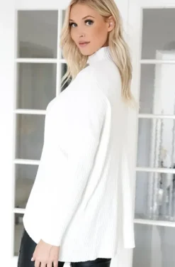 Mixed Brands - Halvpolo knitted sweater 6103 - White