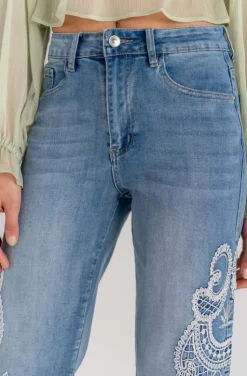 Mixed Brands - Jeans embroidered sides H4512 - Blue