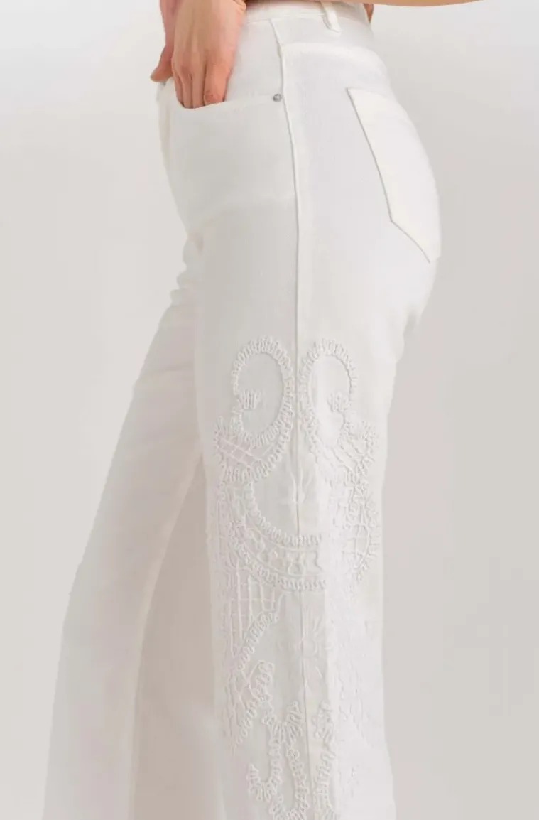 Mixed Brands - Jeans embroidered sides H4512 - White