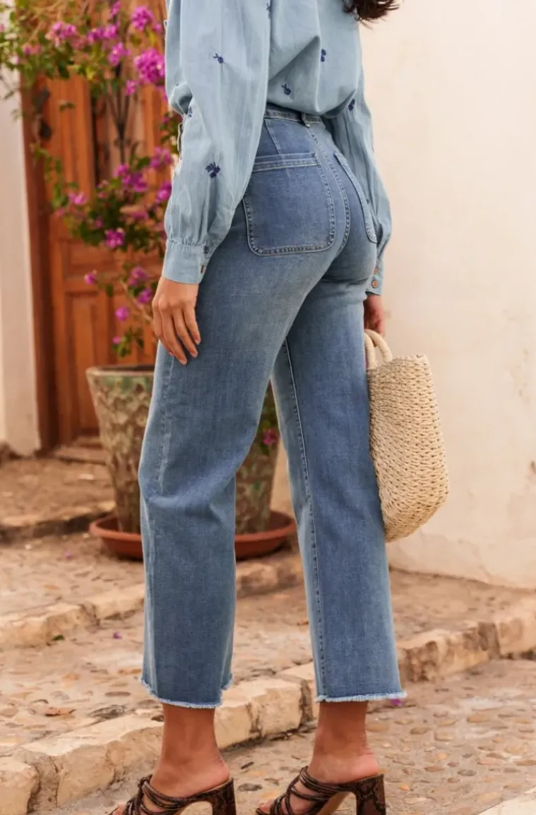 Mixed Brands - Jeans Wide leg with pockets H3529 - Blue