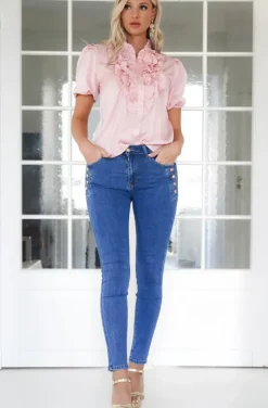 Mixed Brands - Jeans with gold buttons NC198 - Blue