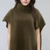 Mixed Brands - Kid Mohair (80%) Rollneck Poncho Sweater 12008 - Chocolate