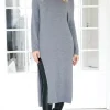Mixed Brands - Knitted dress with slit 3006 - Grey