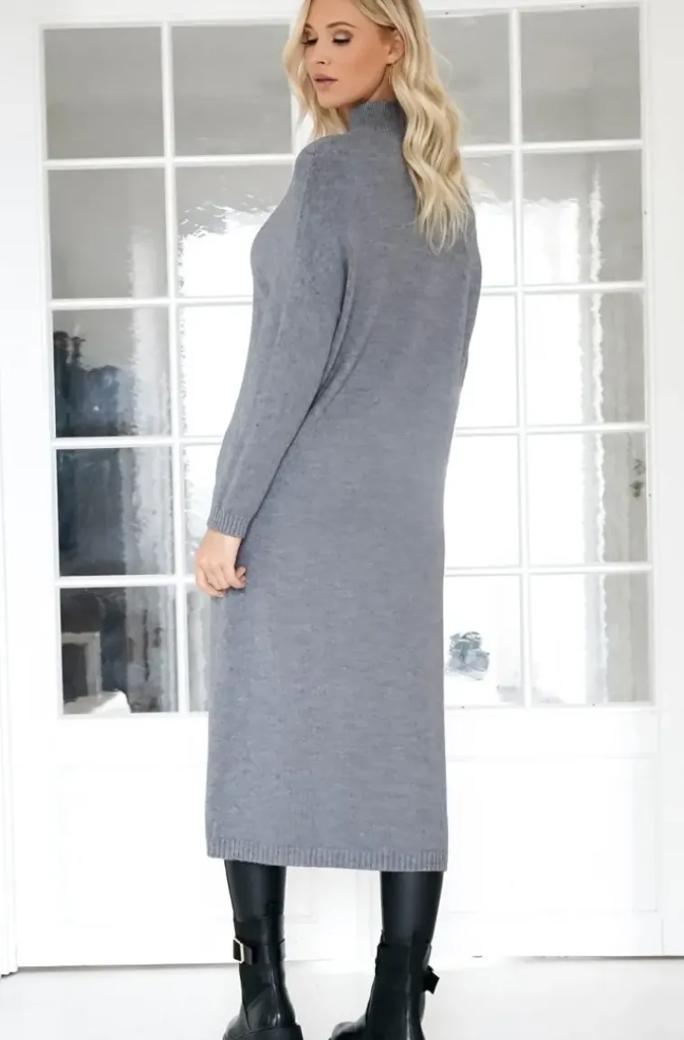 Mixed Brands - Knitted dress with slit 3006 - Grey