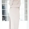 Mixed Brands - Knitted dress with slit 3006 - Beige