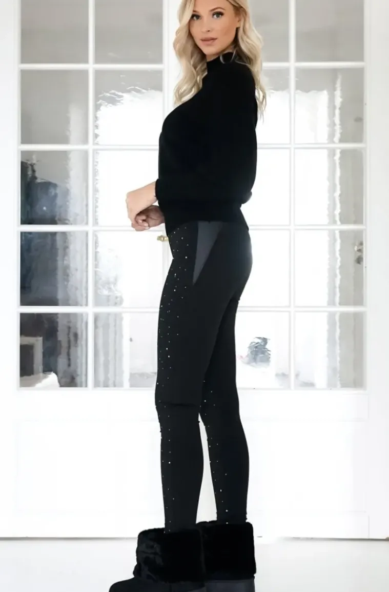 Mixed Brands - Legging with stones T001 - Black