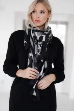 Mixed Brands - Leo/Zebra Scarf Q02 - Black White