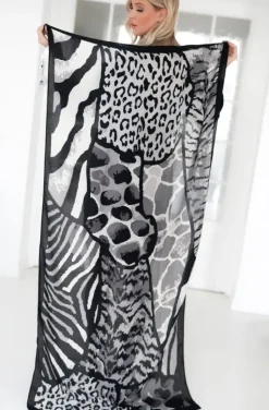 Mixed Brands - Leo/Zebra Scarf Q02 - Black White