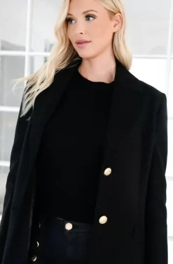 Mixed Brands - Long coat with gold buttons 2871 - Black