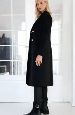 Mixed Brands - Long coat with gold buttons 2871 - Black