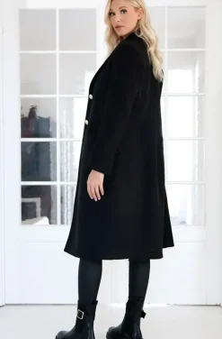 Mixed Brands - Long coat with gold buttons 2871 - Black