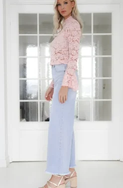 Mixed Brands - Long Sleeve Lace top 1429 - Pink