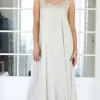 Mixed Brands - Long V-neck Dress - Sand
